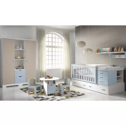 Cuna convertible barandilla recta 2 cajones con ruedas gl D0045