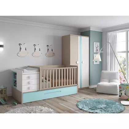 Cuna convertible barandilla recta con arrastre gl D0044