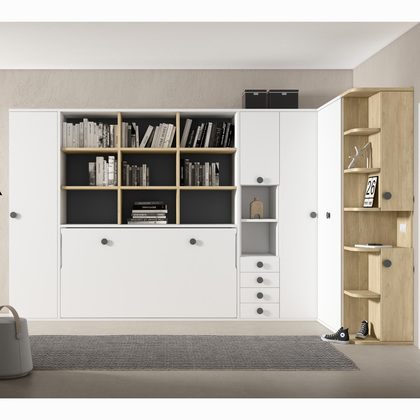 Cama abatible horizontal 90x190 con estantes apdj 024