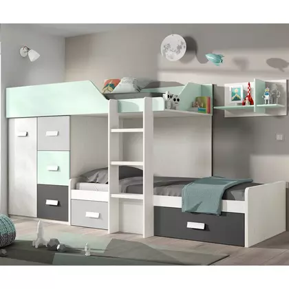 Cama tren con armario mixto y cajones E8188