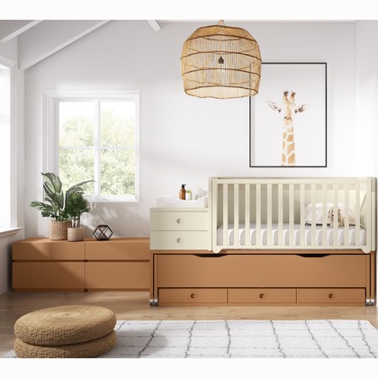 Cuna convertible con cama oculta y 3 cajones apdj 060