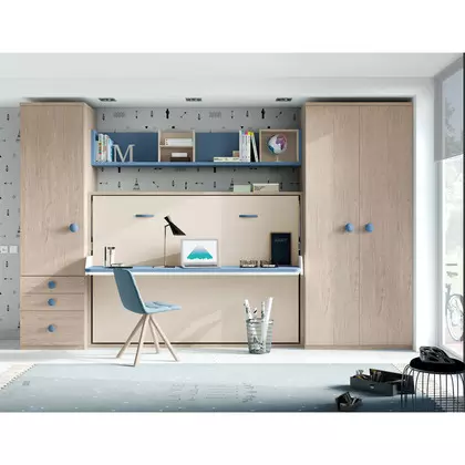 Cama abatible de matrimonio con mesa de estudio D84164