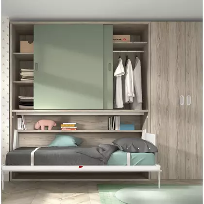 Cama abatible horizontal con armario gran capacidad F252