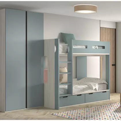 Litera bicolor izquierda con 2 baúles y quitamiedas F203