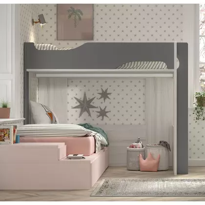 Litera bicolor con escalera y cama nido F206