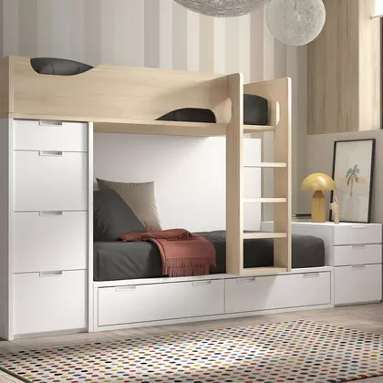 Cama tren con módulo de 2 baúles F213