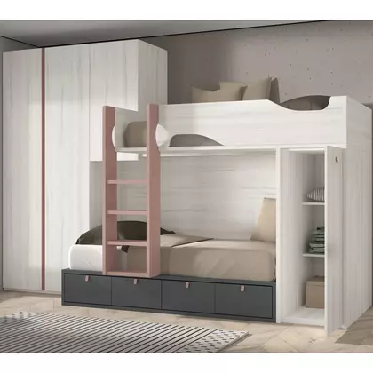 Cama tren con 4 contenedores de almacenamiento y puente F215