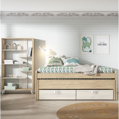 Cama compacta con 2 cajones con ruedas o 3 contenedores J507 167