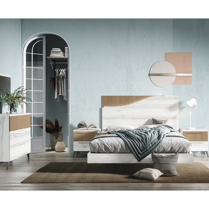 Dormitorio de matrimonio con cabecero y 2 mesitas Kyma 07