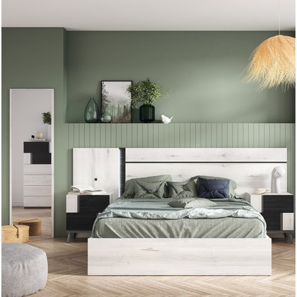 Dormitorio de matrimonio cabecero + 2 mesitas de noche Delta 03