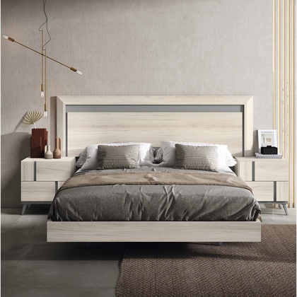 Dormitorio con cabecero de cama y 2 mesillas Levos 19