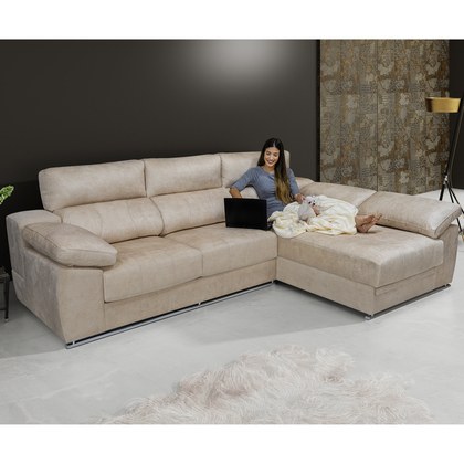 Sofá Chaiselongue Z-CA - Sofa Cama - Arcón y 2 pouffs