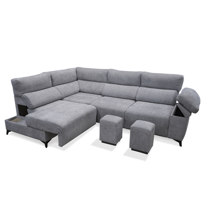 Sofa Rinconera con 2 Puffs y cajón Z-POR