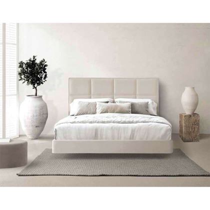 Cabecero gris con diseño de cuadrados Malta