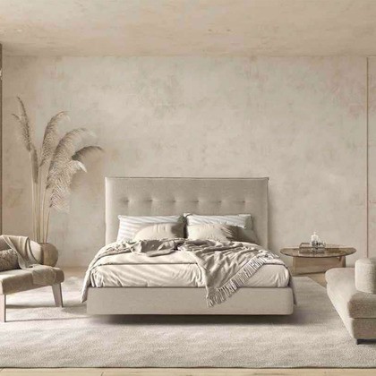 Cabecero Austin tapizado con formas de puntos en profundidad