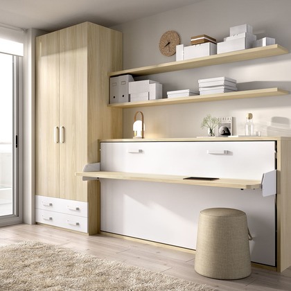 Cama abatible horizontal 90x190 con escritorio incorporado MJC-402