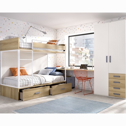 Litera B30 con opción a 2 cajones o litera de tres camas MJC-305