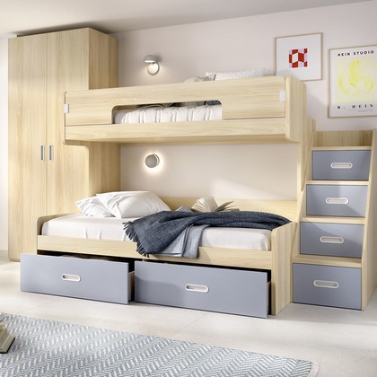 Litera con cama nido y cajones MJC-311